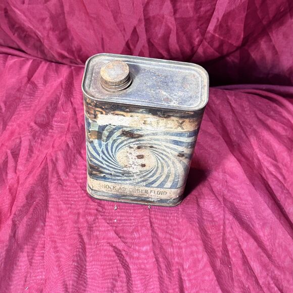 Vintage Metal Permatex Shock Absorber Fluid w/Lid Collectible Gas/Oil Can - Picture 3 of 10